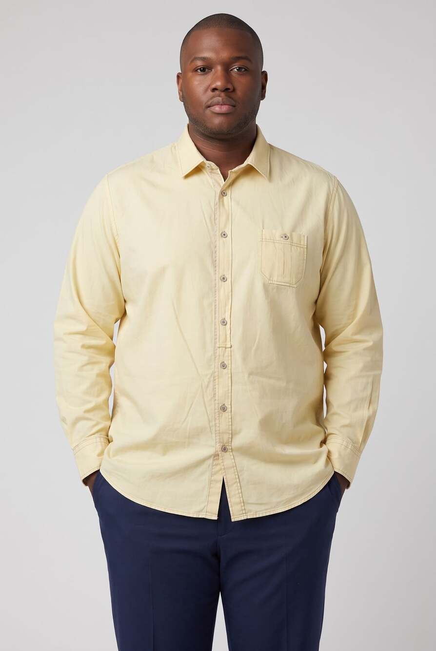 Hugo Boss Orange Hugo Boss Slim Fit Yellow Long Sleeve Button-Up Shirt 2XL